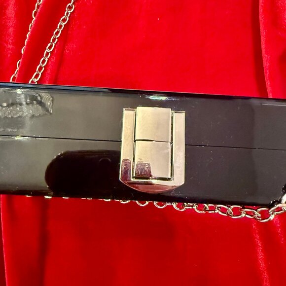 NORDSTROM HAUTE MESS HARD BOX BLACK BAG WITH RAINBOW SPARKLES NEW WITHOUT TAGS - Picture 7 of 11